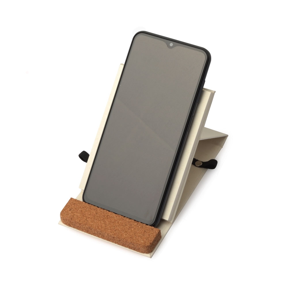 Bloco de anotações ecológico com suporte para celular