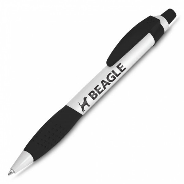 Caneta plástica com detalhe colorido personalizado