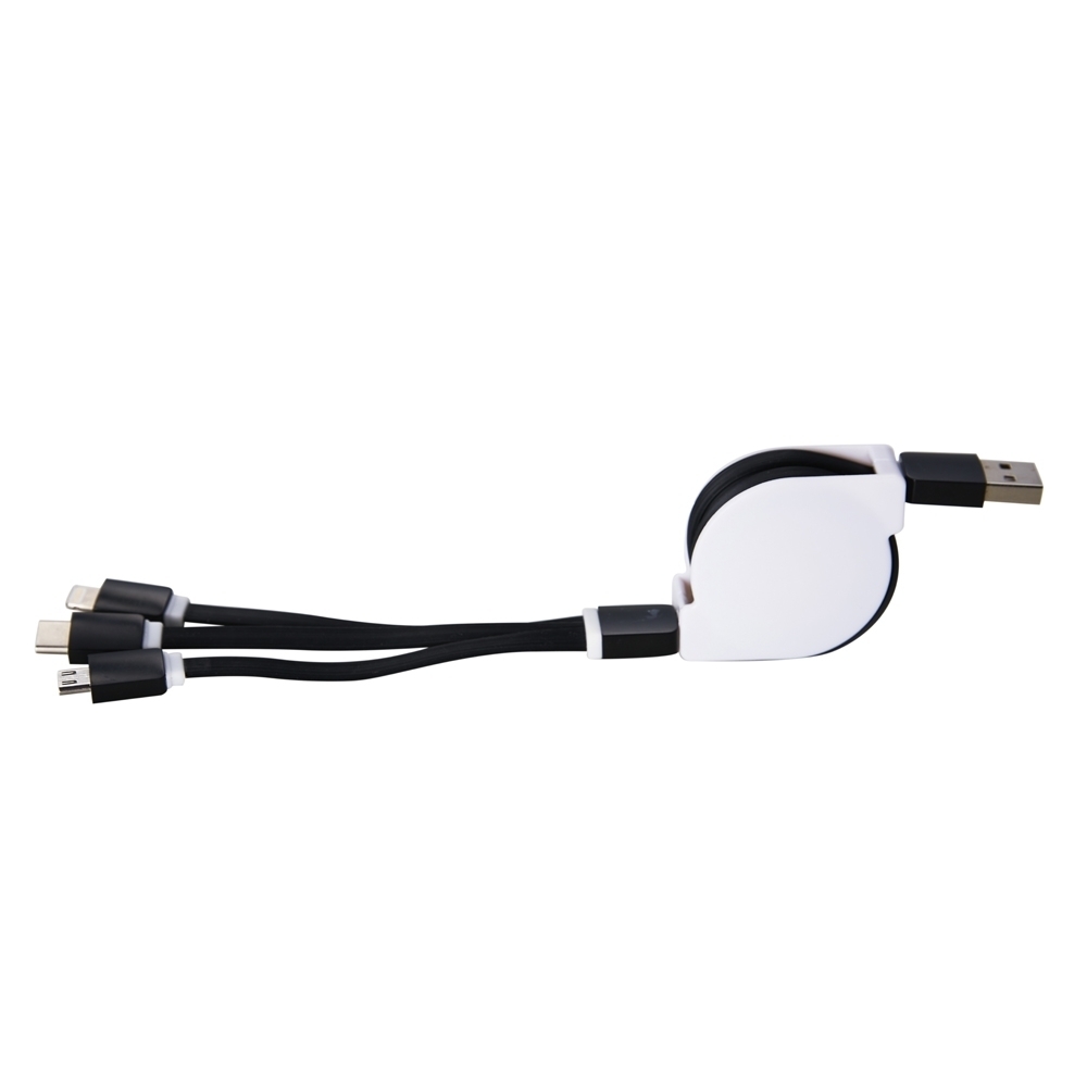 Cabo USB Retrátil 3 em 1 Personalizado 