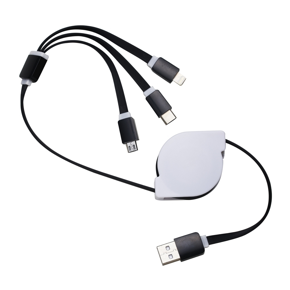 Cabo USB Retrátil 3 em 1 Personalizado 