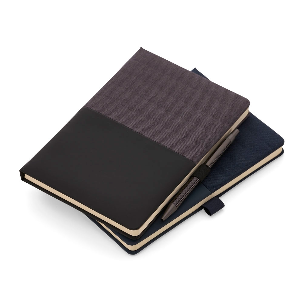 Caderno de anotações com suporte para caneta