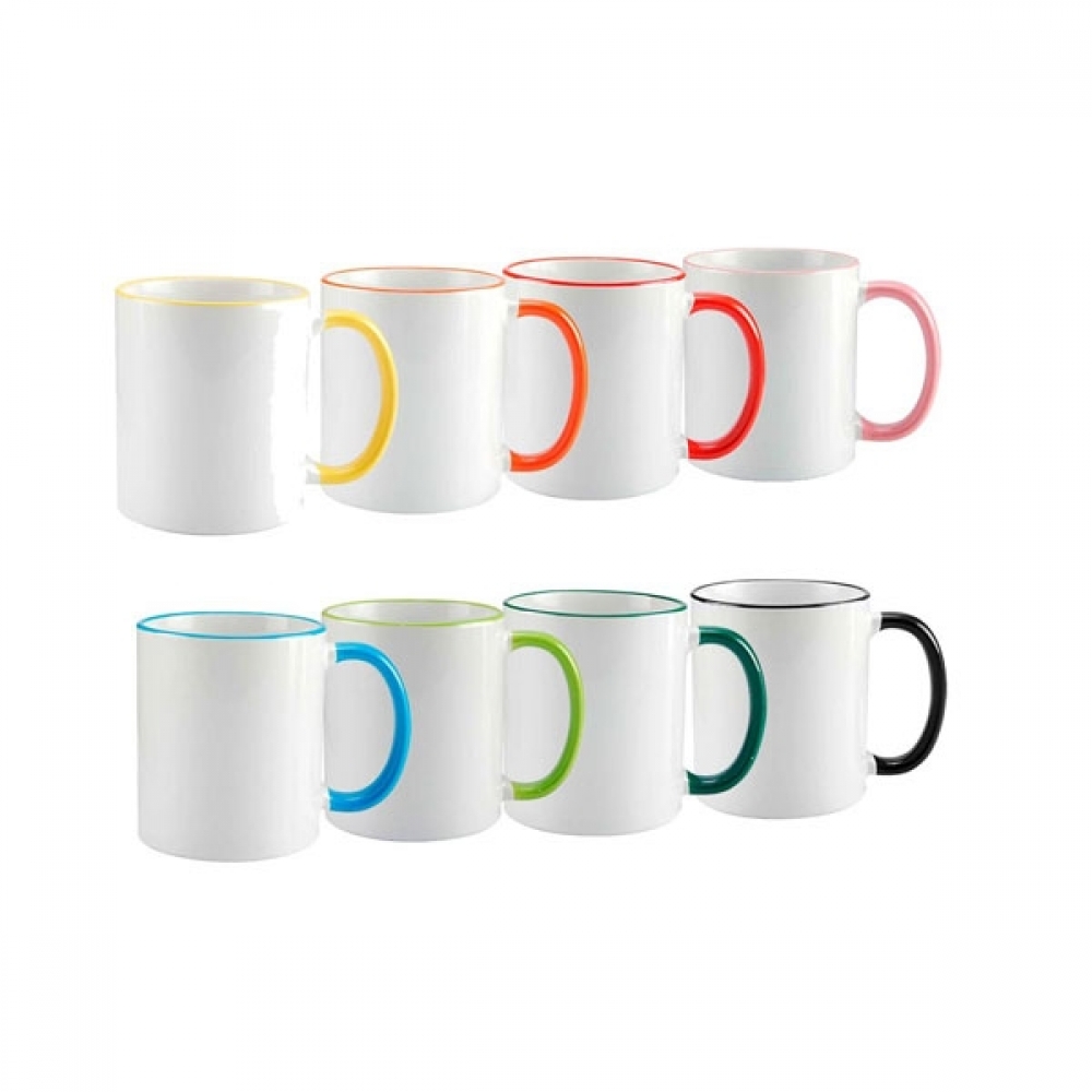 Caneca Alça E Borda Colorida Personalizada