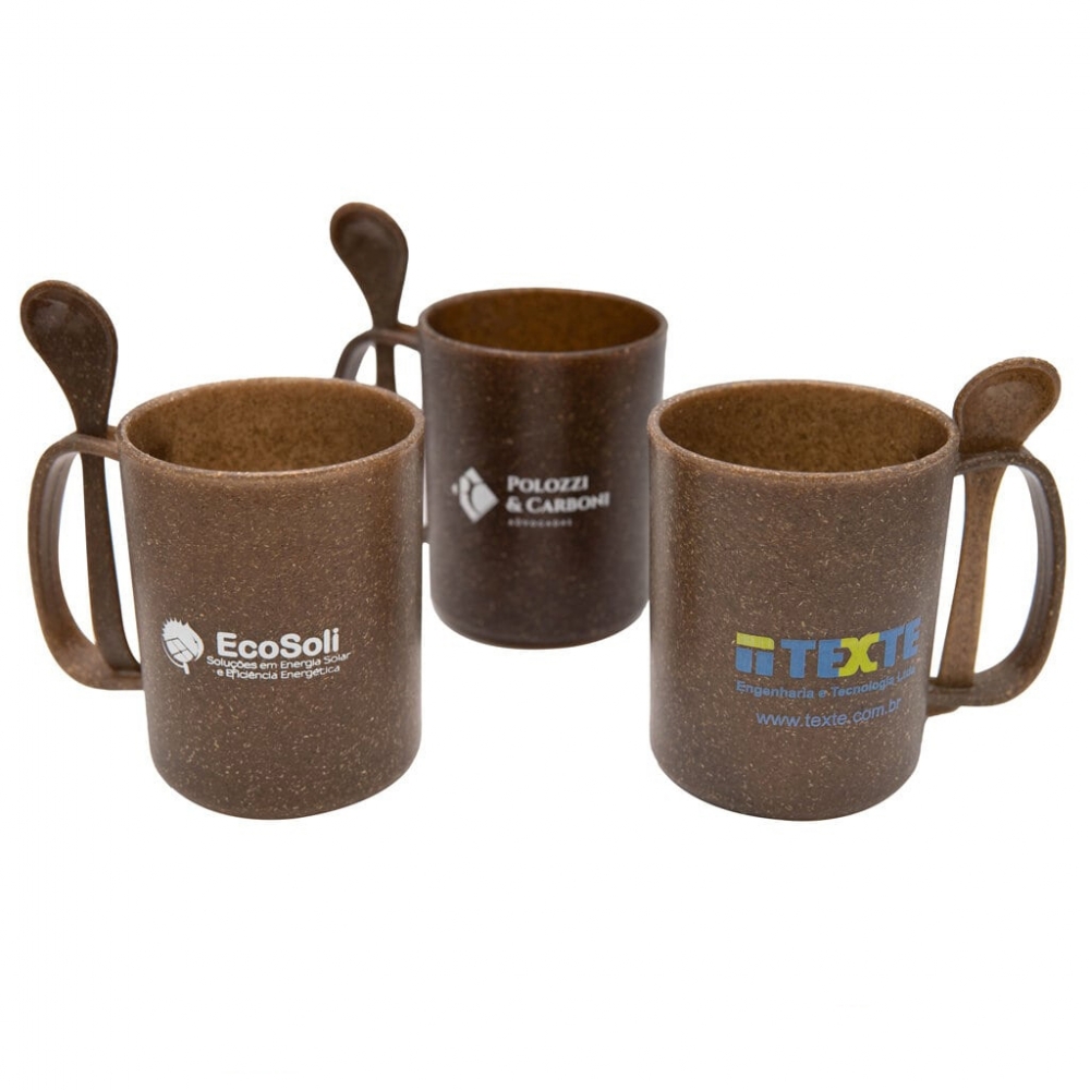 Caneca de Fibra de Côco com colher 400ml