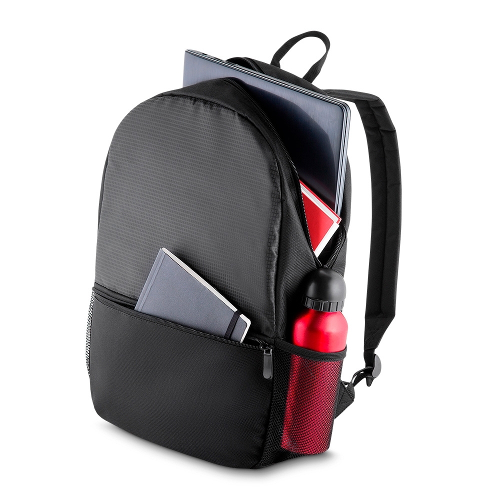 Mochila p/ notebook em tecido poliéster.