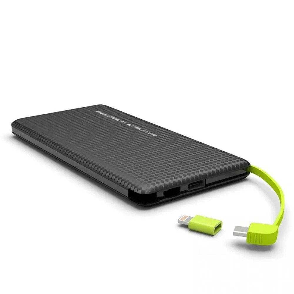 POWER BANK SLIM COM CABO ACOPLADO 10000MAH
