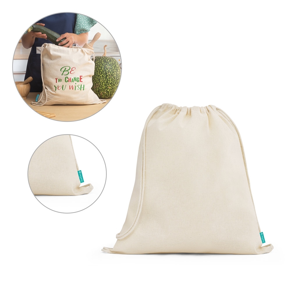 Sacola tipo mochila em algodão Personalizada