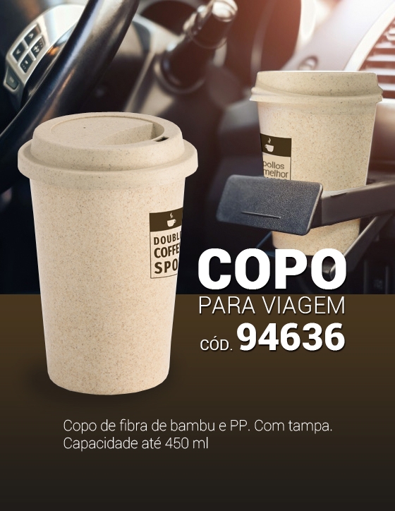 Copo Viagem de Fibra Bambu Personalizado