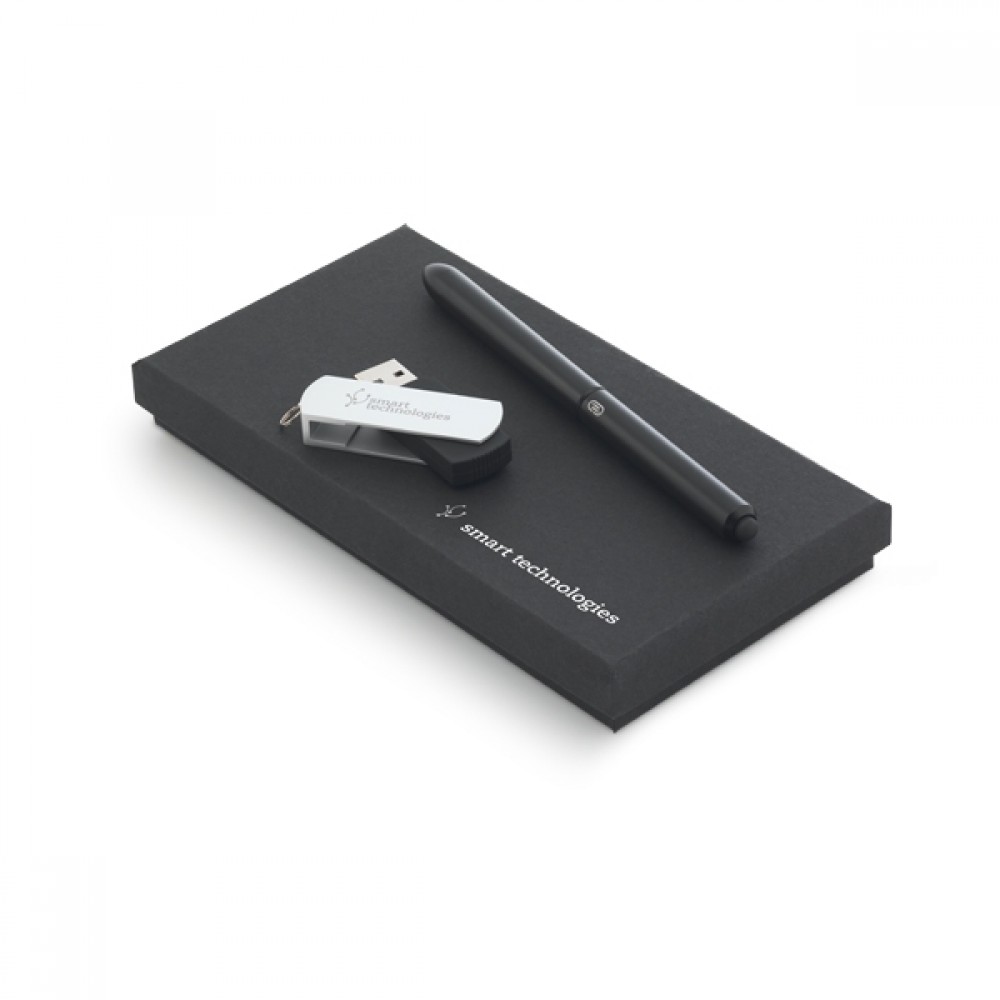 Conjunto Esferográfica e Memória USB Personalizada-57334