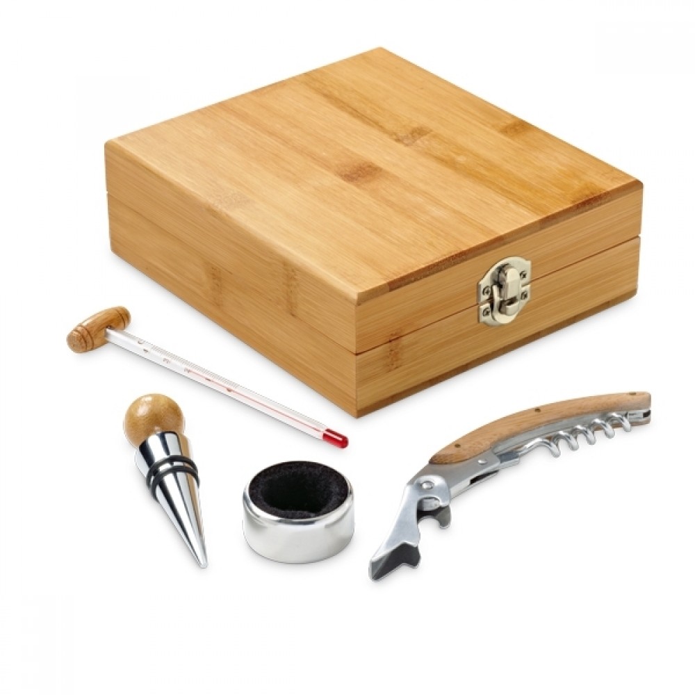 Conjunto para vinho. Bambu. Personalizada-94190