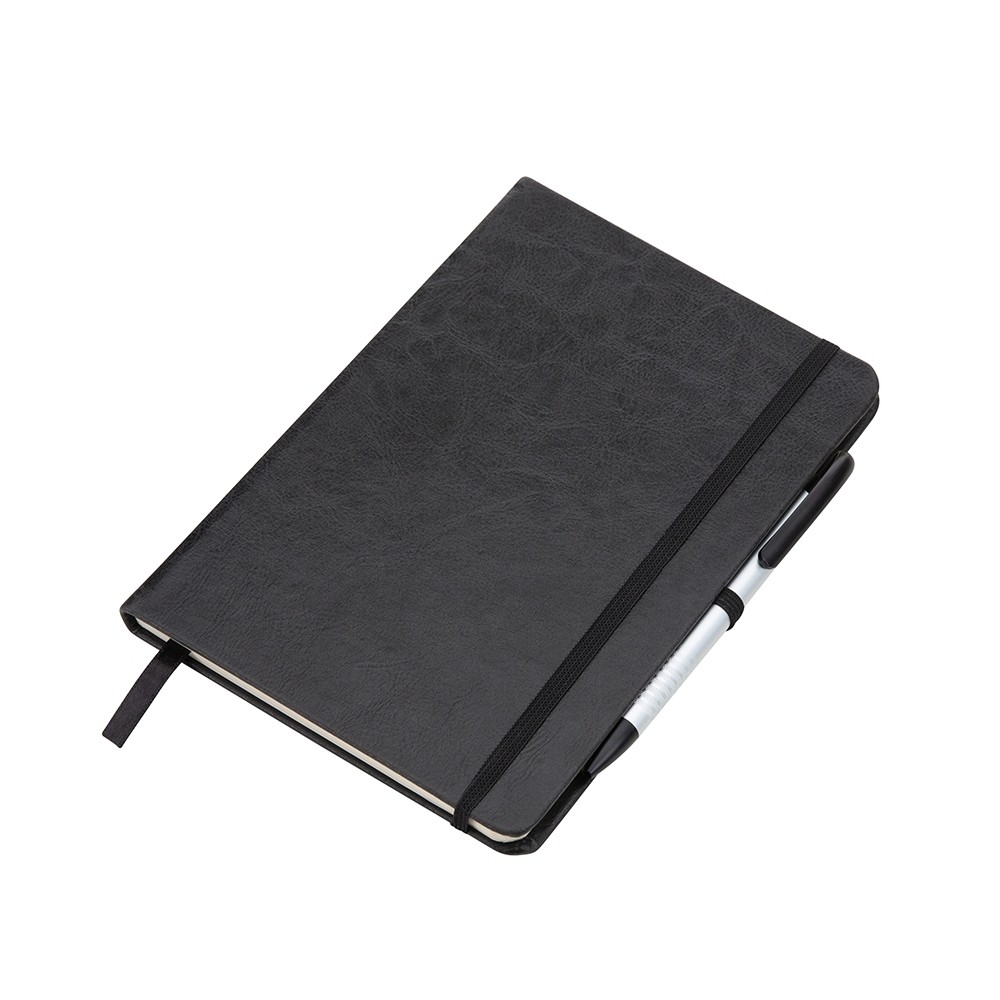 Caderneta tipo Moleskine de Couro Sintético Personalizado-14403