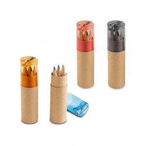 Caixa de cartão com 6 mini lápis de cor-51751