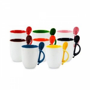 Caneca Com Colher Bicolor Personalizada-FC21