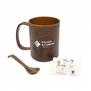 Caneca de Fibra de Côco com colher 400ml-SP0112