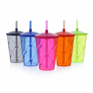 Copo Espiral com Tampa e Canudo-PL-0160