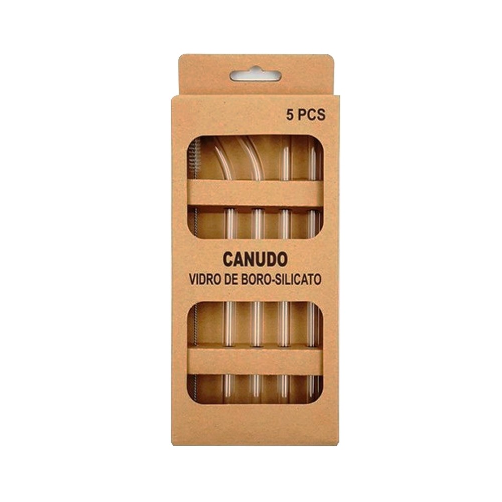 kit com 4 Canudos de vidro e escovinha.-FD06041