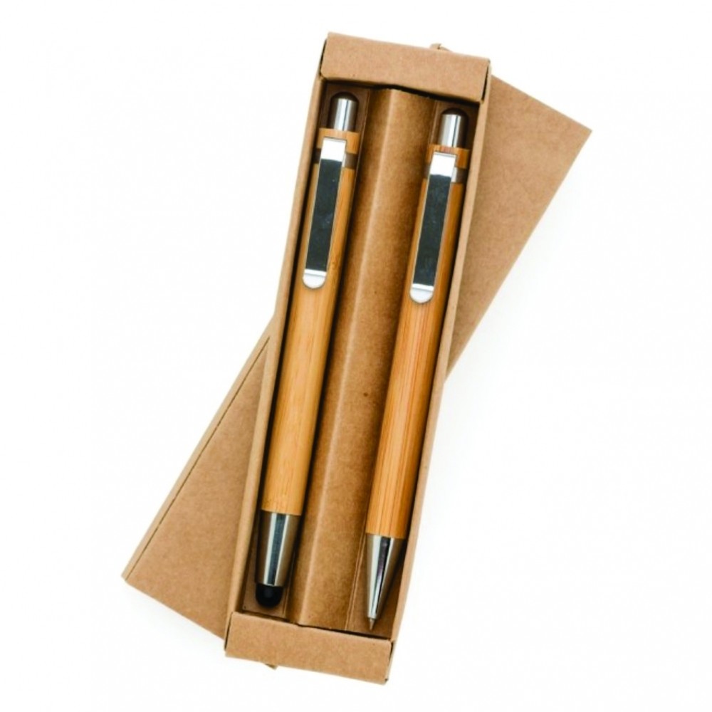 Kit Ecológico Caneta e Lapiseira Bambu Personalizado-13796